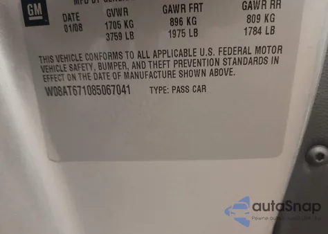 2008 Saturn Astra Xr from USA, damaged, VIN W08AT671085067041